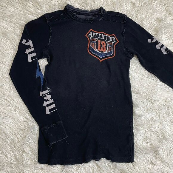 Vintage Affliction Fear The Reaper Mens Reversible Thermal Shirt Size Medium - Picture 2 of 6